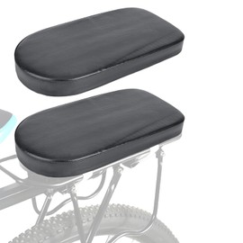2 Pcs Bicycle Manned Cushion, Black PU Bike Rear Saddle Mountain Bike Back Shelf Seat Cushion, Wide Soft Pad Bicycle Accessory for School Sports Trail Riding