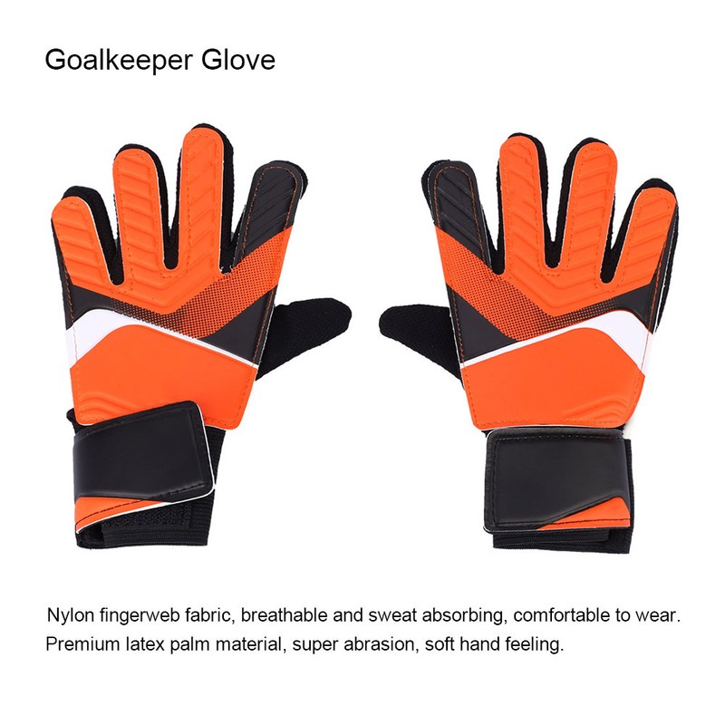 Kids Children Goalkeeper Glove NOn Slip Latex Soccer Finger Gloves(Orange