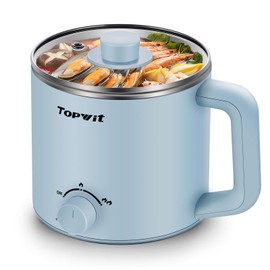 Topwit Hot Pot Electric, Electric Pot, 1.6L Ramen Cooker, Multifunctional Cooker for Pasta, Shabu-Shabu, Oatmeal, Soup and Egg with Over-Heating Protection, Boil Dry Protection, Blue