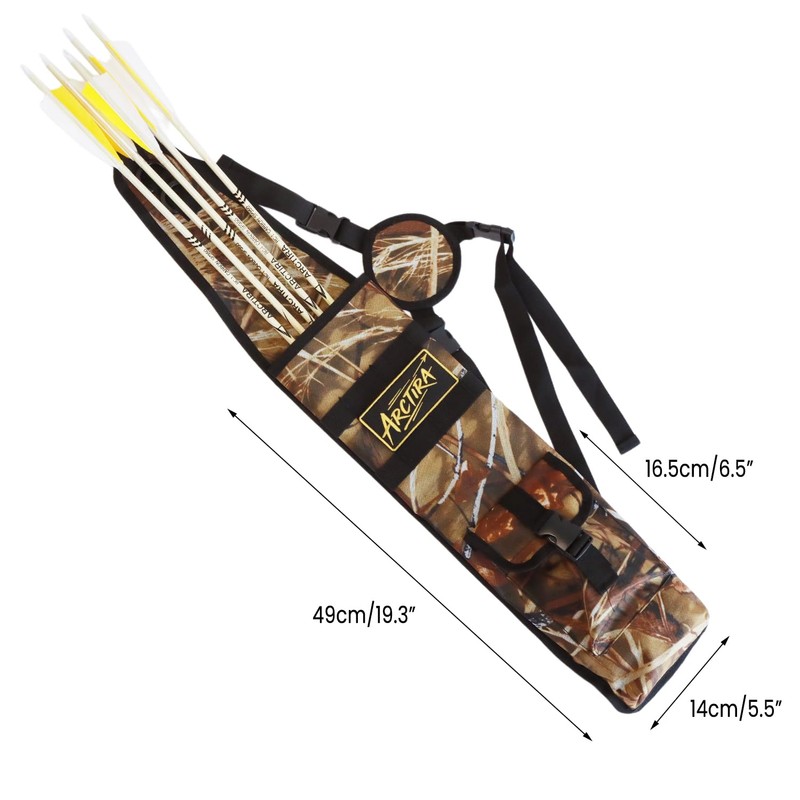 ARCTIRA Archery Back Quiver Arrow Holder with Puller Lightweight Adjustable