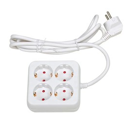 Schuko Socket Strip 4 Sockets without Switch 3 m 3G 1.5 mm² White Base 4 Sockets