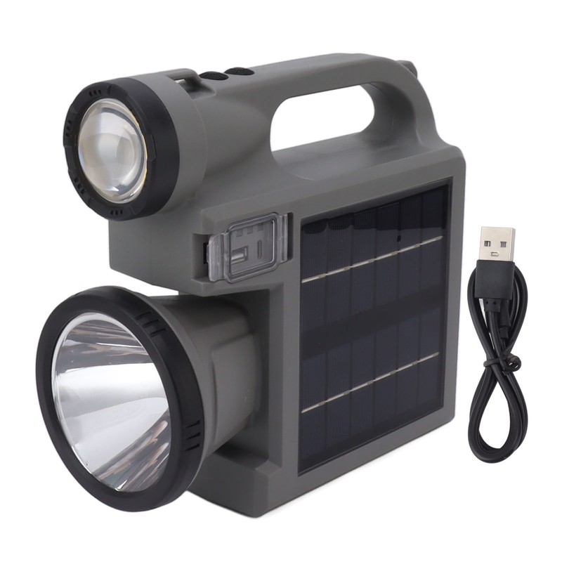 Solar Flashlight Handheld LED Spot Light Flashlight with Dual Side