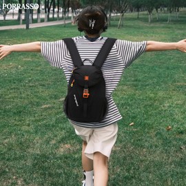 PORRASSO Hiking Backpack Daypack 15L Rucksack Lightweight Waterproof Backpack for Women Men Trekking Cycling Climbing Outdoor Sports Black