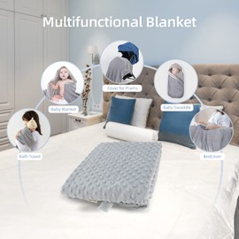 Minky Baby Blanket Bed Throws Double Side Dotted Backing 30" x 40" Baby Minky Blanket Fleece Plush Baby Blanket Super Soft Double Layer Minky Dot Baby Blanket (Grey)