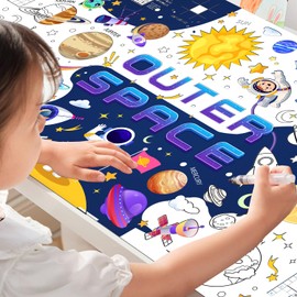 Outer Space Coloring Poster, 70.8''x31.4'' Space Large Coloring Poster, Space Giant Coloring Poster & Space Themed Coloring Poster for Space Themed Party Decorations & Outer Space Birthday Decorations