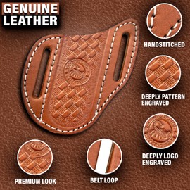 Red Scorpion Handmade Leather Knife Sheath for Belt - EDC Belt Holster for Folding Knife, Leather Sheath for Pocket Knife, Compact EDC Tools Carrier for Outdoor Activities