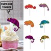 18pcs Glitter Dessert Cupcake Topper Chameleon Baby Shower Theme Decorations