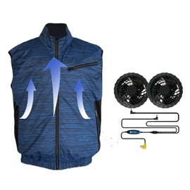 Cooling Vest for Men and Women with Air Conditioning Fans，Water-resistant Surface Lightweight Quick Dry with UV Protection - Ideal for Outdoor,Garden,Hiking,Fishing (Blue bamboo camo,2XL)