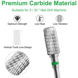 Vnjaoi Professional Electric Nail Drill Bits 3/32 Inch Carbide Bit Cuticle Drill Bits Nail Files for Quick Removal Acrylic or Hard Gel Nail Drill for Manicure Pedicure (Coarse)