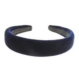Womens Girls Work School Uniform Birthday Party Wedding Dance Recital Party Bridesmaid Flower Girl Special Occasion Hair Velvet Short Long Hair 3cm Padded Headband Alice Band Hairband (Navy)