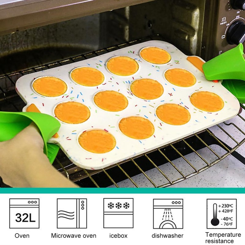 NOWHYX Silicone Muffin Pan,12 Cups Muffin Baking Pan with Handle
