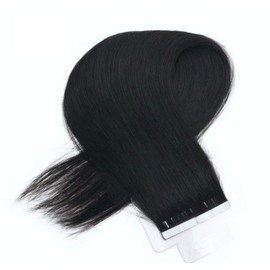 TRESSMATCH 18"-20" Hiqh Quality Tape in Remy Human Hair Extensions Full Thick from Top to Ends Wefts Off Black 1b