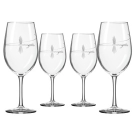 Rolf Glass | Fly Fishing All Purpose Wine Glass 18 Ounce | Set of 4 | Large Wine Glasses | Lead-Free Crystal Glass | Engraved All Purpose Wine Glasses | Made in the US | Outdoor Lifestyle