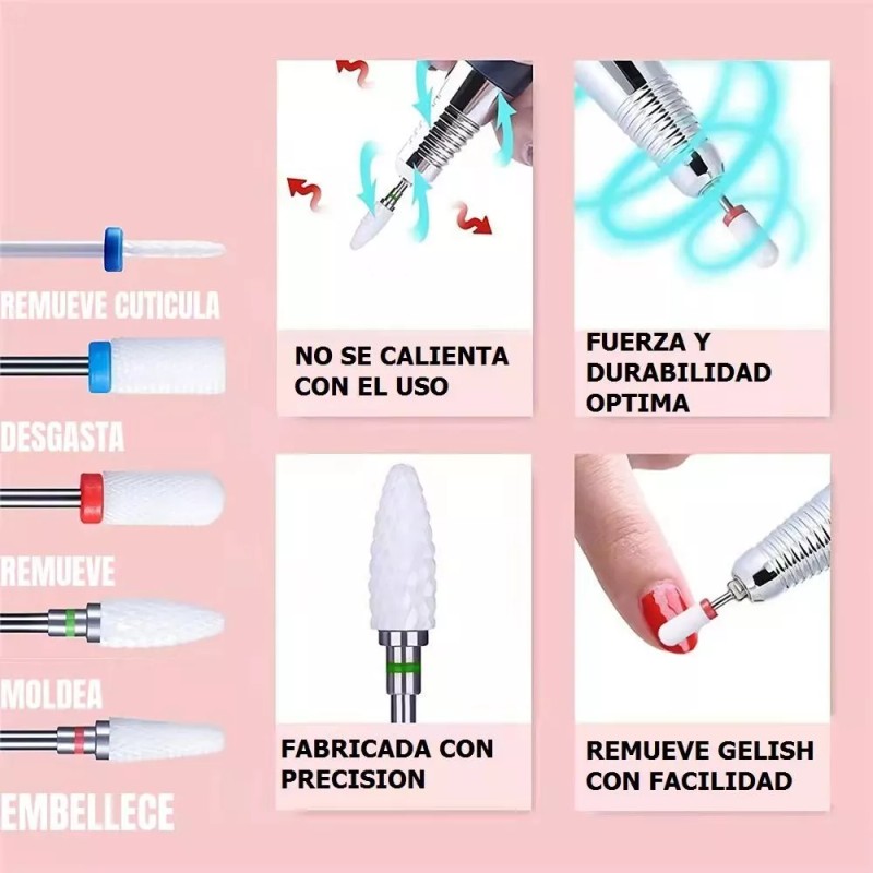 Usagi Brocas De Uñas Lima Pulidor Drill Juego Cerámica Fresadora