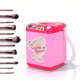 YUYTE Electric Mini Quick Cleaning, Washing Machine with Dehydration Function, Cosmetic Children's Toy Gift, Dries Deep Cleaning for Brush, Sponge and Powder Puff Tiktok Toy