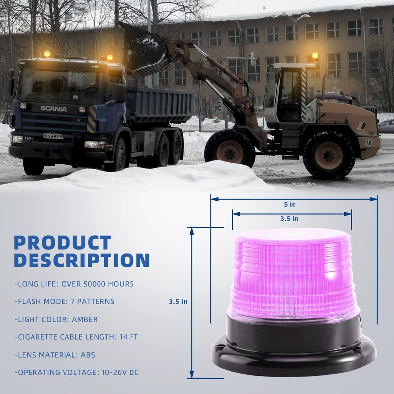 1-Pcs Purple LED Beacon Lights for Funeral Escort Truck Vehicles