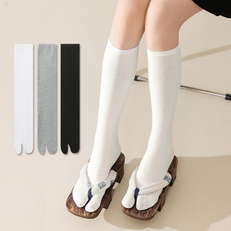 Weuiean CEZC-12 Women's 2 Toe Socks, High Socks, Set of