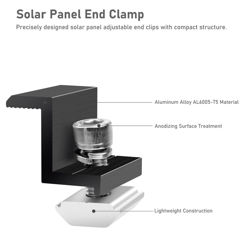 Solar Panel Mount End Clamp 30 mm Black - Solar