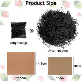 200 g Raffia Grass Filling Material Gift, Shredded Paper for Birthdays, Christmas, Weddings and Anniversaries, Filling Material for Decoration of Gift Boxes and Baskets (Black)