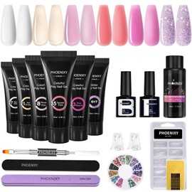 Phoenixy Poly Nail Starter Set 6 Colours Poly Nail Extension Gel Set Pink Purple Poly Nail Gel Set Gift for Women