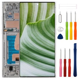 [US Version][with Frame] SWARK New TFT LCD Display Replacement for Galaxy S23 Ultra LCD Screen Digitizer Assembly Replacement with Upgraded Repair Tools Kit-NO Fingerprint Function[Silver]