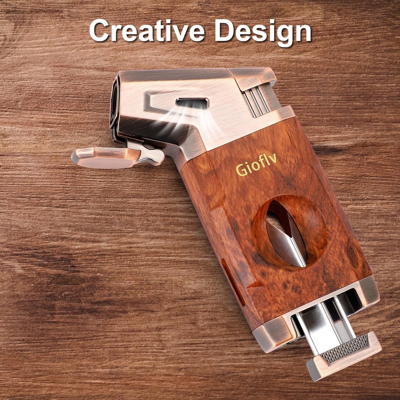 Gioflv Torch Lighter with Triple Jet Flame - Windproof &