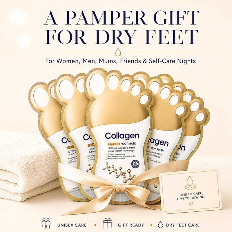 Collagen Feet Masks 5 Pairs, Moisturising Foot Peel Mask for
