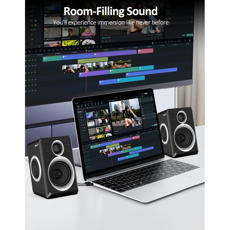 cinnkeyi Computer Speakers, 2.0 Speakers for PC or Laptop, 3.5mm