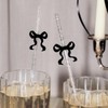 xo, Fetti Black Bow Reusable Straws, 12pcs - Clear Glitter