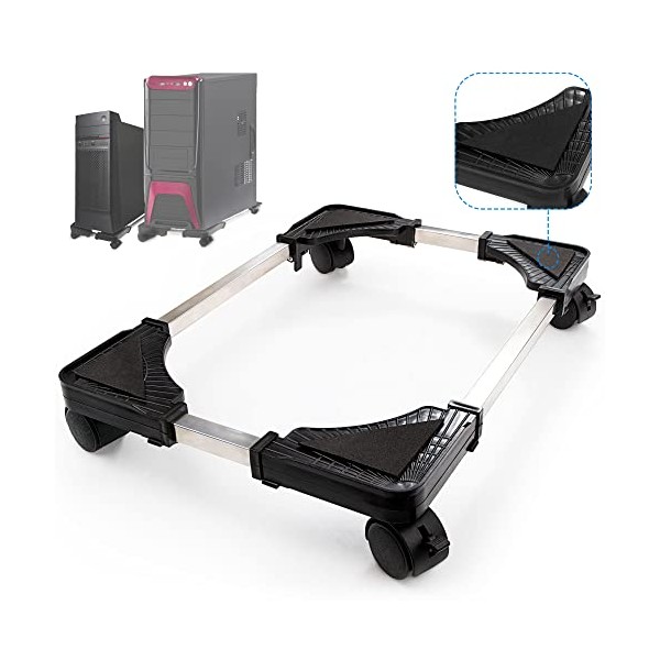 Computer Tower Stand CPU Holder Stand with 4 Mute Caster Wheels，CPU Stand for Gaming pc,Suitable for Most