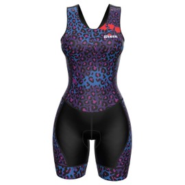 Wixen Race Back Suit Triathlon Suit Women One Piece Tri Suit Race Suit Sleeveless Swim Bike Run Tri Suit Women purple_leopard_s