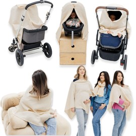 MIlo Bebe Nursing, Breastfeeding, Carseat, Stroller Cover, 100% Organic Muslin Cotton, Pumping, Carrier Cover, Poncho, Scarf, Adjustable, Soft & Breathable