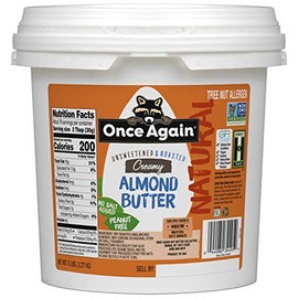 Once Again Natural Creamy Almond Butter, 5lb Pantry Pal (same as 5 jars) - Roasted - Salt Free, Unsweetened - Gluten Free Certified, Peanut Free, Vegan, Kosher, Paleo