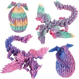 Yearsahrk Dragon Egg with Dragon 3D Printed Dragon Egg Toy 3D Dragon Figures Christmas Gift Easter Basket Fountain Pen Home Office Decor (Pack of 2)