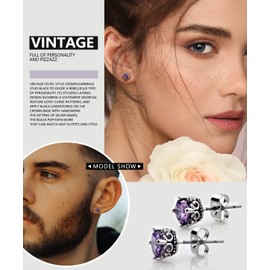 Purple Earrings for Women and Men, 6mm Round Post Studs Earrings Purple Jewelry