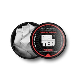 BELTER Focus - Cherry Punch - Caffeine Pouches - 45 Count - Fast-Acting - Zero-Calorie Energy Boost - 96mg Caffeine Per Pouch - Ideal for Sports, Gym, Gaming, & Work