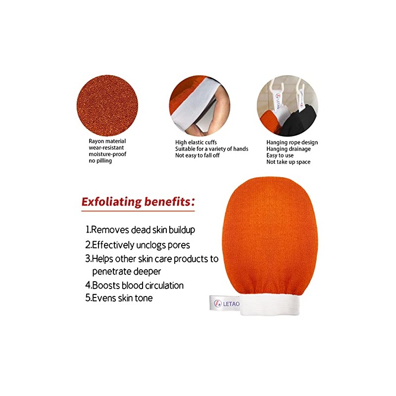 2 pack Exfoliating glove - body scrubber - ​for deep