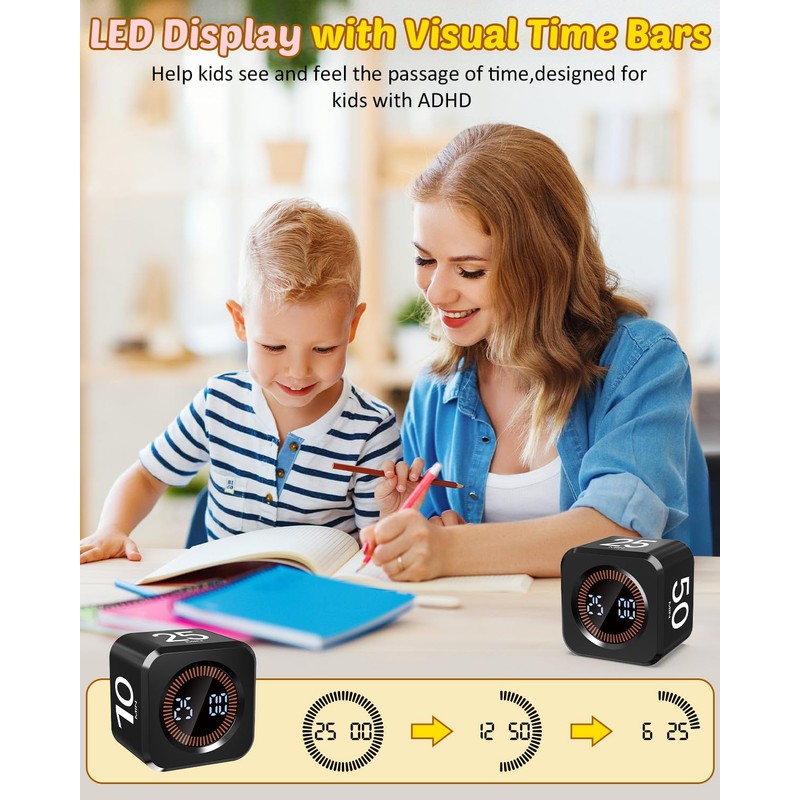 Pomodoro Timer Cube Visual Productivity Flip Timer for Kids Classroom