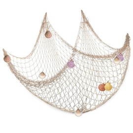 Fishing Net Decoration with Sea Shells, 6.56 * 3.28ft Nautical Decorative Fishing Wall Nets Mediterranean Style Fish Net for Party Home