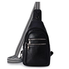 YEWSEA 8L Sling Bag For Women Men Backpack Crossbody Fanny Pack Travel Shoulder Bags Purse Handbag Gifts For Her PU Leather Black