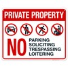 Sigo Signs, Private Property No Parking Soliciting Trespassing Or Loitering
