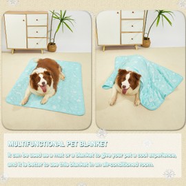 SEIS Dog Cooling Blanket Summer Cat Silk Quilt Pet Mat Cushion Washable Kitten Ice Pad for Sofa Bed Couch Soft Pet Furniture (Blue, Medium)