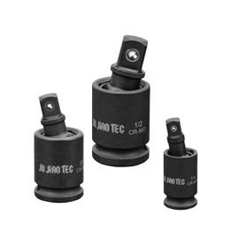JU JIAN TEC Impact Universal Joint-Socket Swivel Set, 3 piece, 1/2", 3/8", 1/4"Inch Drive Swivel Socket Extension Set, 360 Degree Rotation, Cr-Mo steel