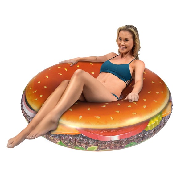 GoFloats Cheeseburger Party Tube - Giant Size Fun That Will Leave You Hungry for More
