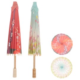 Baluue 2Pcs Unique Japanese Decorative Umbrella Classic Paper Parasol for Festivals Photography Home Decor Cherry Blossom Floral Designs