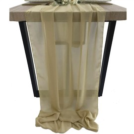 EHLDekol 10 Packs Chiffon Table Runners 27 x 120 inches Romantic Sheer Wedding Table Runner Top Table Bridal Party Decoration