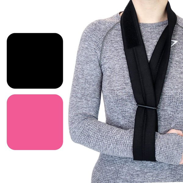 Solace Bracing Comfort+ Padded Sling (2 Colours) - British Made & NHS Supplied Collar & Cuff Sling for Adults - #1 Arm, Collarbone, Wrist, Shoulder & Elbow Support for Fractures & Injuries - Black