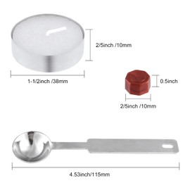 FEPITO 300 Pcs Octagon Sealing Wax Beads Sticks with 3 Pcs Tea Candles and 1 Piece Wax Melting Spoon for Wax Stamp Sealing (Wine Red)