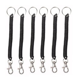 Spring Coil Keychain Key Cellphone Snap Hook Cord Retractable Key Ring with Metal Lobster Clasp 6Pcs