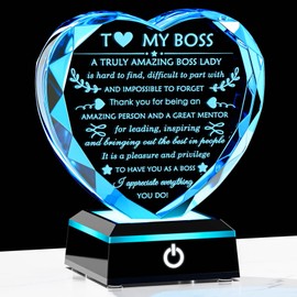 Best Boss Gifts for Women with Colorful Base Going Away Appreciation Gifts for Boss Lady Crystal Office Keepsake Present for Boss Leader Boss Day Retirement Christmas Birthday Farewell Gifts for Boss